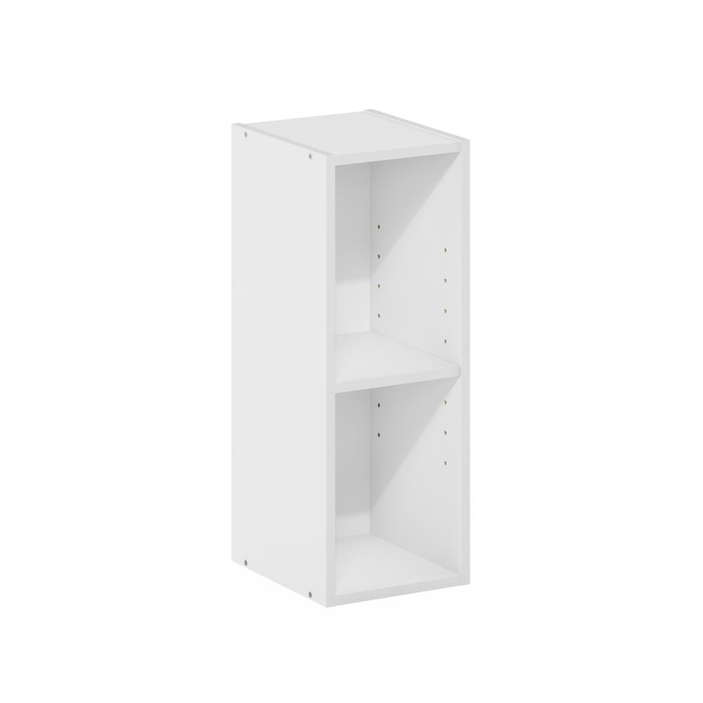 Fulda 2-Tier Space Saving Storage Shelf Bookcase, 8-Inch Width, White