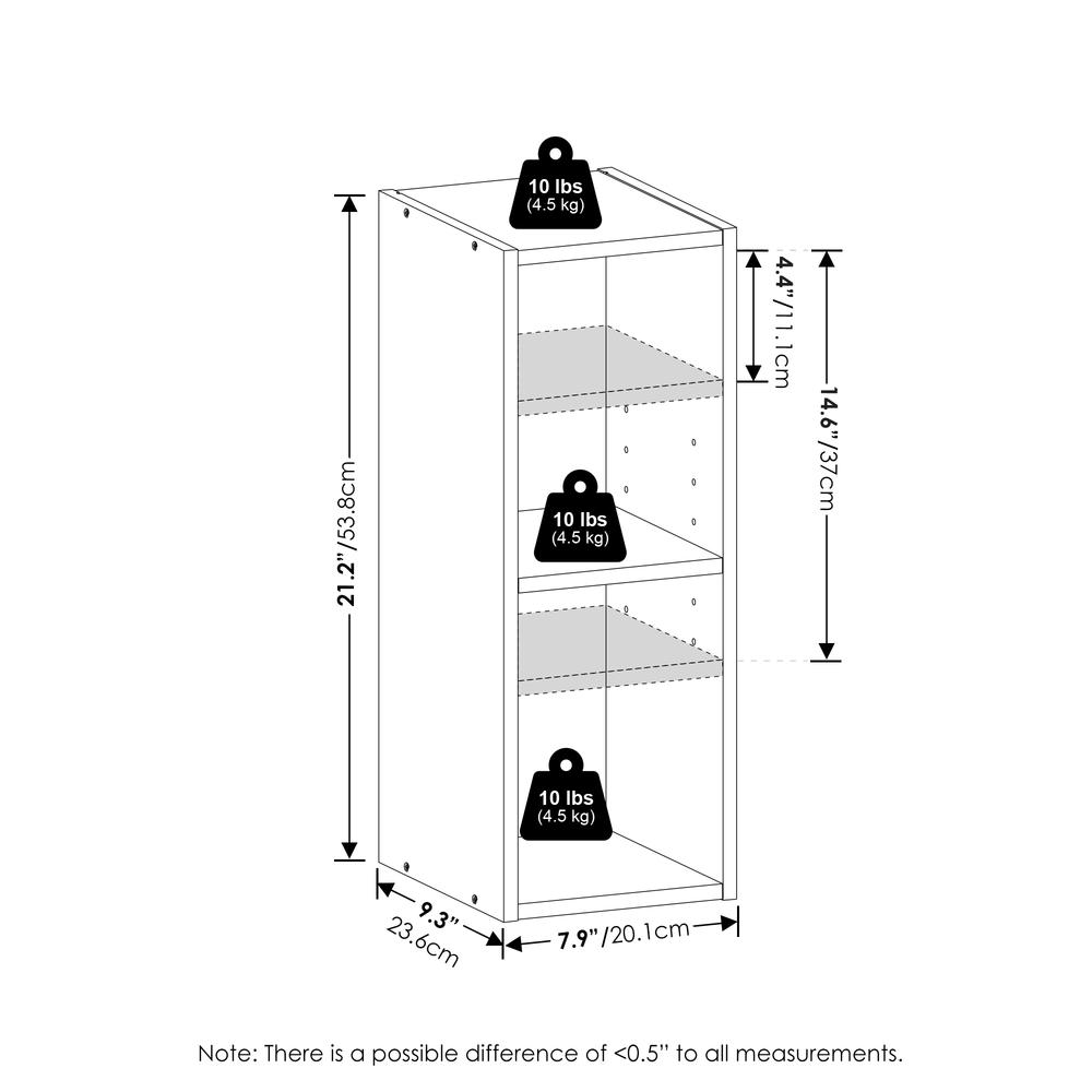 Fulda 2-Tier Space Saving Storage Shelf Bookcase, 8-Inch Width, White