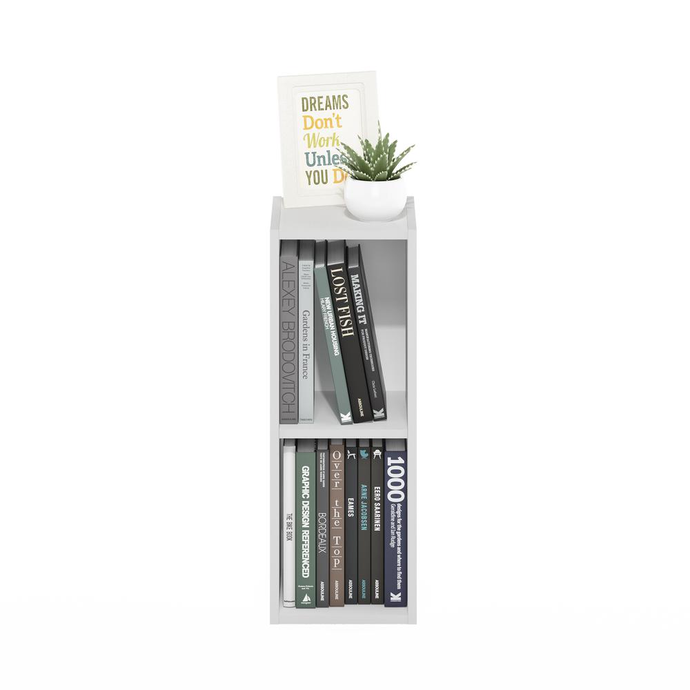 Fulda 2-Tier Space Saving Storage Shelf Bookcase, 8-Inch Width, White