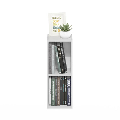Fulda 2-Tier Space Saving Storage Shelf Bookcase, 8-Inch Width, White