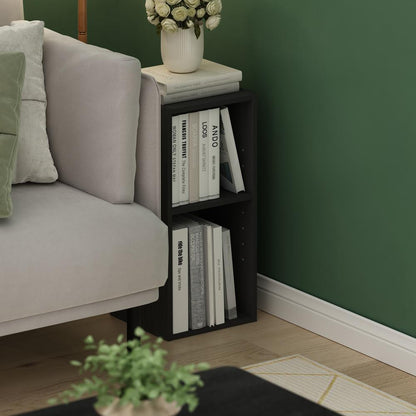 Fulda 2-Tier Space Saving Storage Shelf Bookcase, 10-Inch Width, Blackwood