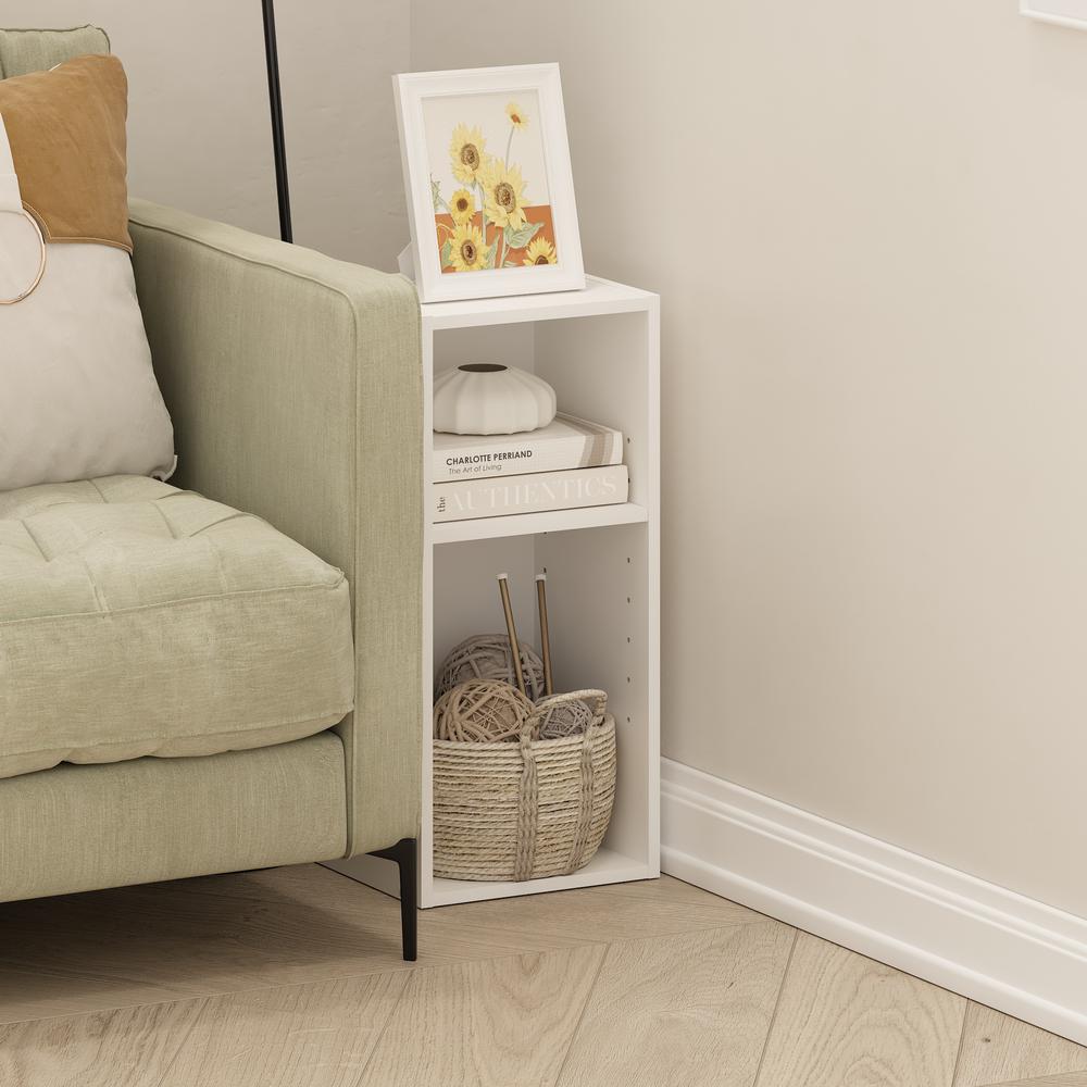 Fulda 2-Tier Space Saving Storage Shelf Bookcase, 10-Inch Width, White