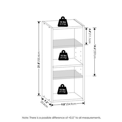 Fulda 2-Tier Space Saving Storage Shelf Bookcase, 10-Inch Width, White