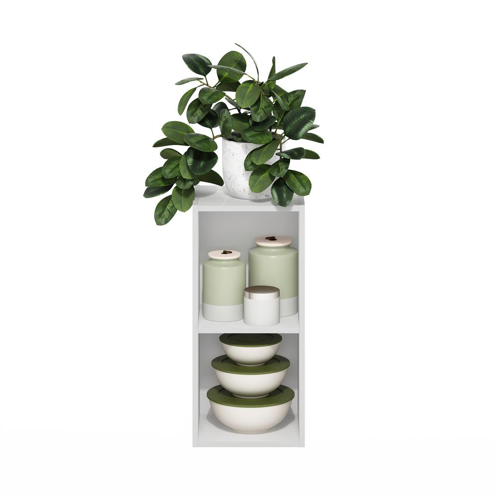 Fulda 2-Tier Space Saving Storage Shelf Bookcase, 10-Inch Width, White