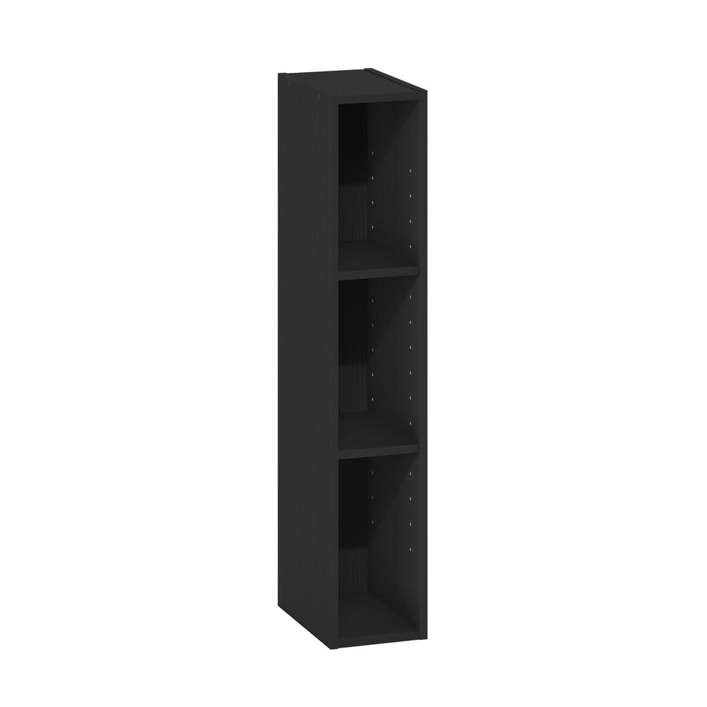 Fulda 3-Tier Space Saving Storage Shelf Bookcase, 6-Inch Width, Blackwood