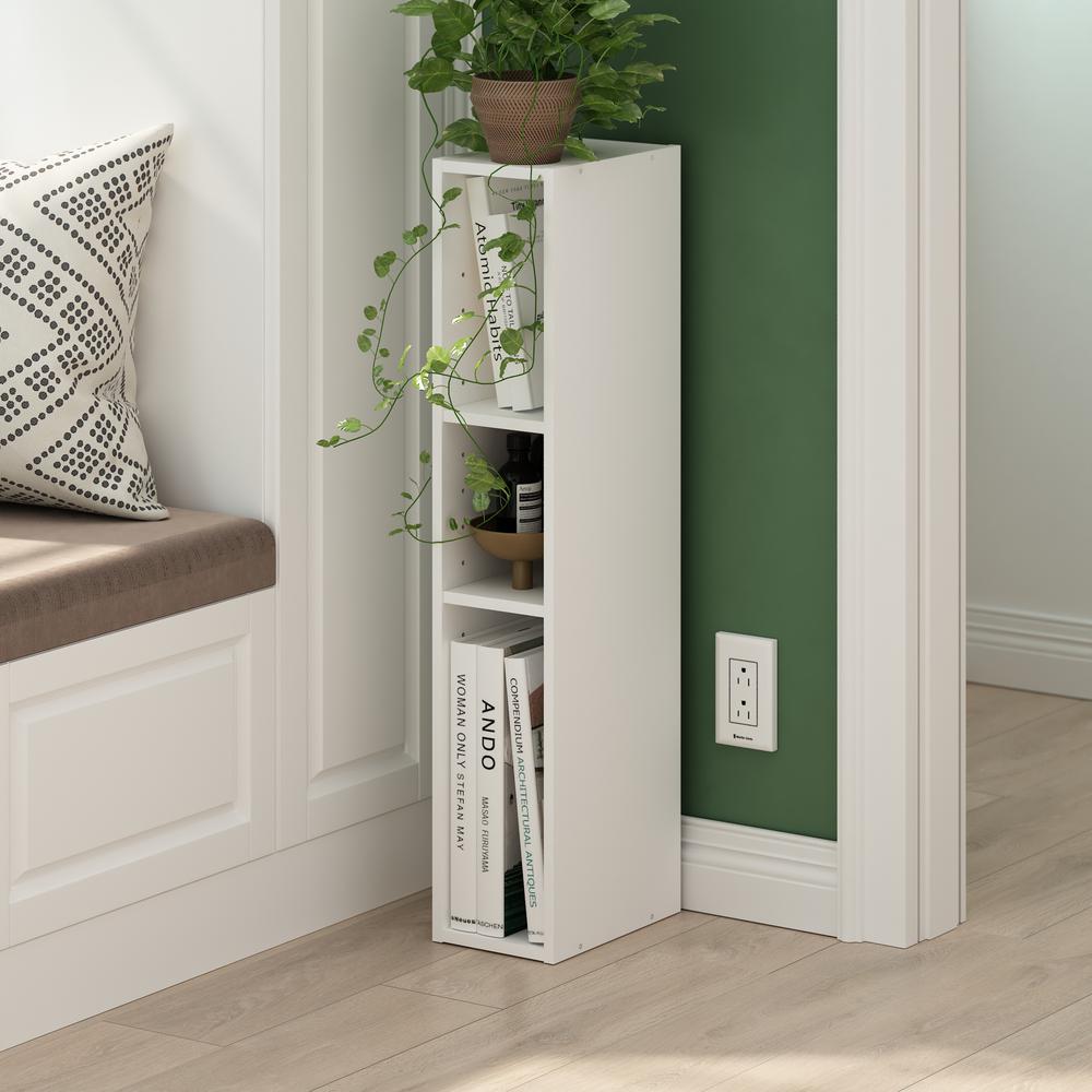 Fulda 3-Tier Space Saving Storage Shelf Bookcase, 6-Inch Width, White