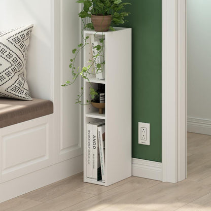 Fulda 3-Tier Space Saving Storage Shelf Bookcase, 6-Inch Width, White