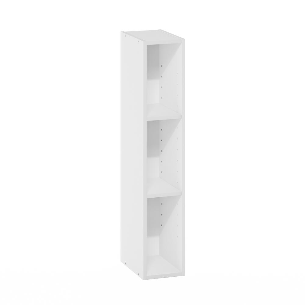 Fulda 3-Tier Space Saving Storage Shelf Bookcase, 6-Inch Width, White