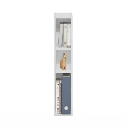Fulda 3-Tier Space Saving Storage Shelf Bookcase, 6-Inch Width, White