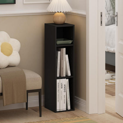 Fulda 3-Tier Space Saving Storage Shelf Bookcase, 8-Inch Width, Blackwood