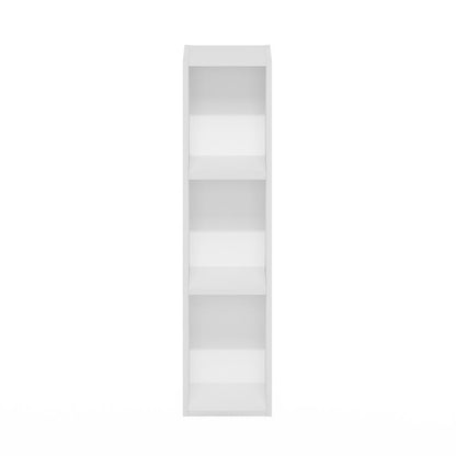 Fulda 3-Tier Space Saving Storage Shelf Bookcase, 8-Inch Width, White