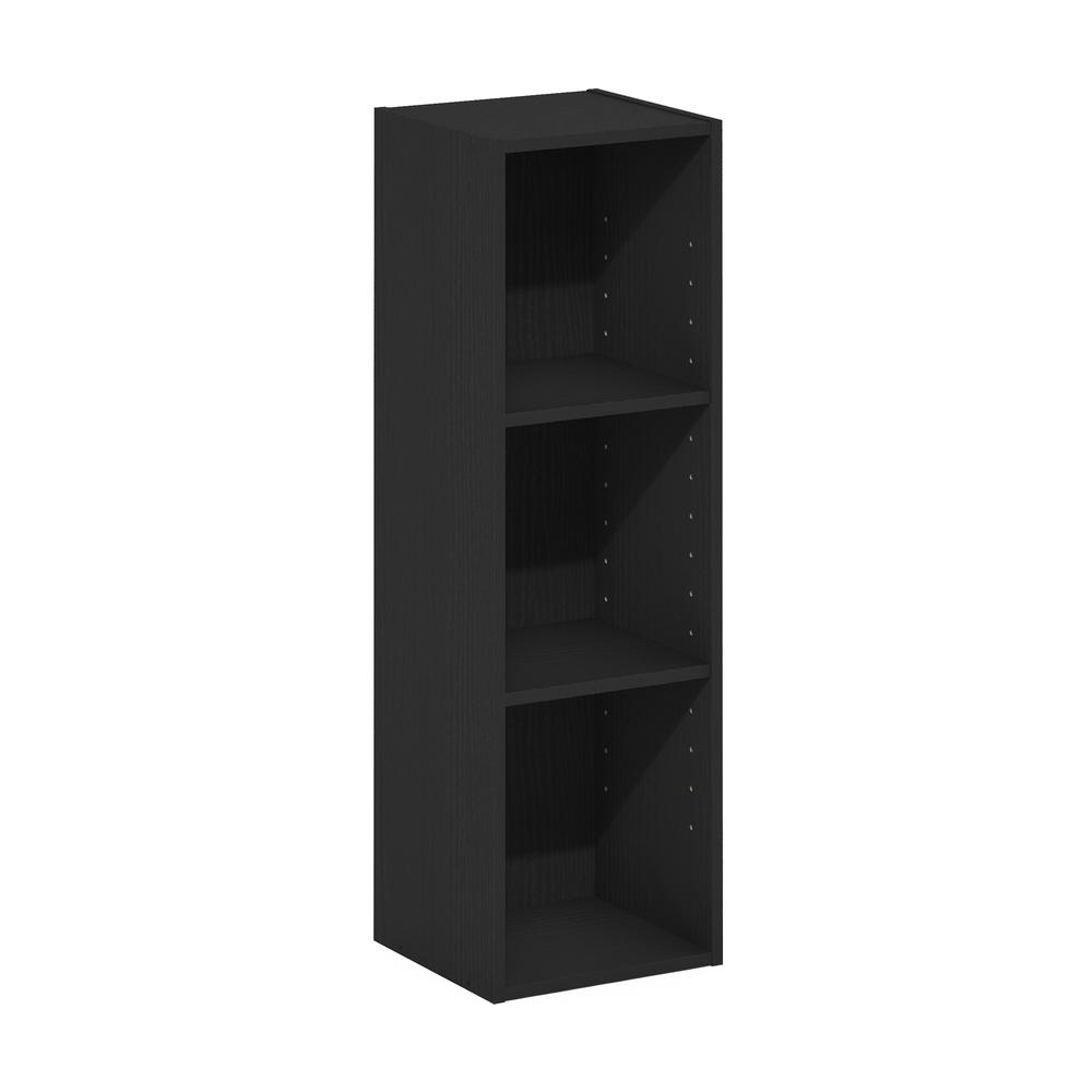 Fulda 3-Tier Space Saving Storage Shelf Bookcase, 10-Inch Width, Blackwood