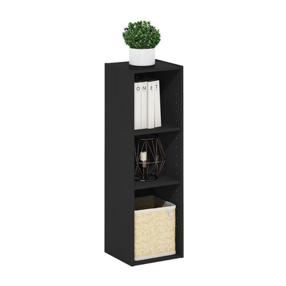 Fulda 3-Tier Space Saving Storage Shelf Bookcase, 10-Inch Width, Blackwood