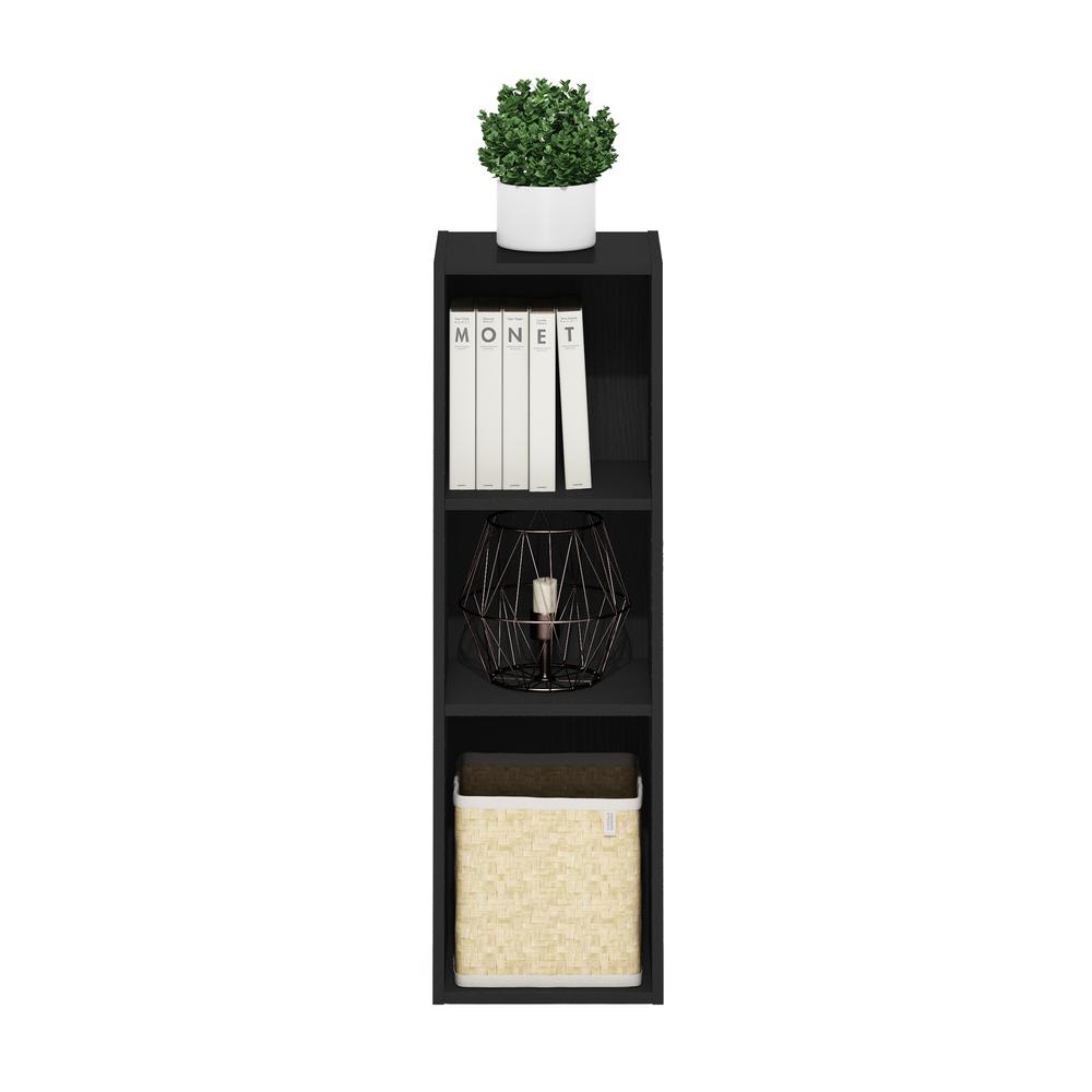 Fulda 3-Tier Space Saving Storage Shelf Bookcase, 10-Inch Width, Blackwood