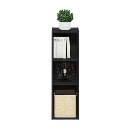 Fulda 3-Tier Space Saving Storage Shelf Bookcase, 10-Inch Width, Blackwood