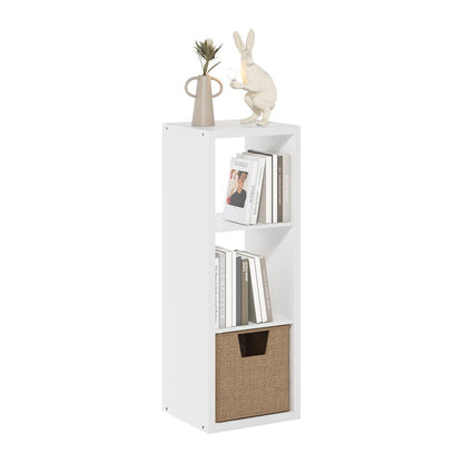 Cubicle Open Back Decorative Cube Storage Organizer, 3-Cube, White