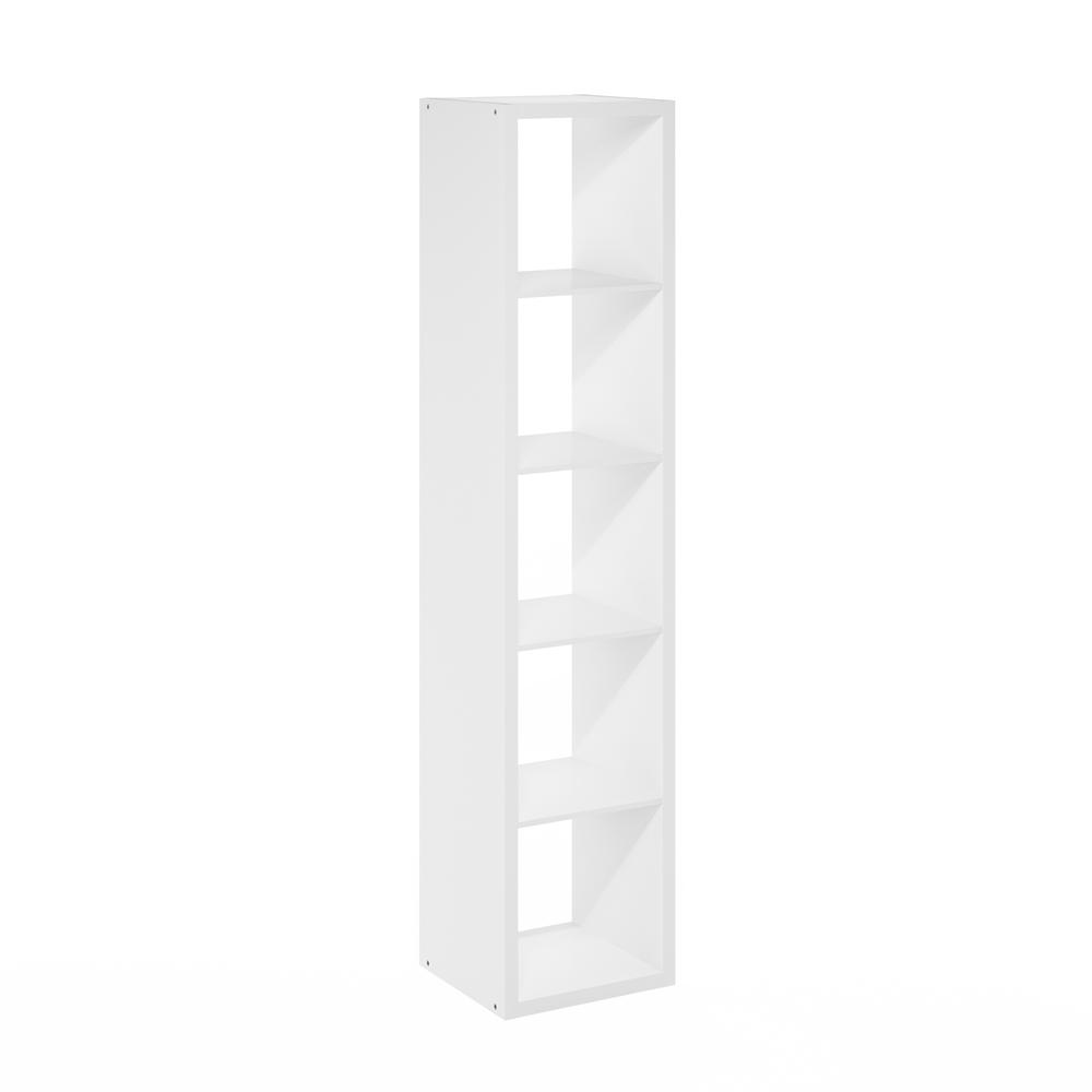 Cubicle Open Back Decorative Verticle Cube Storage Organizer, 5-Cube, White