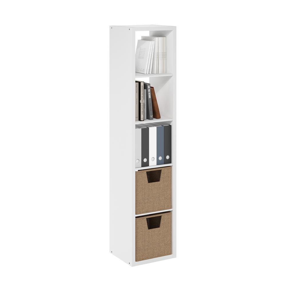Cubicle Open Back Decorative Verticle Cube Storage Organizer, 5-Cube, White
