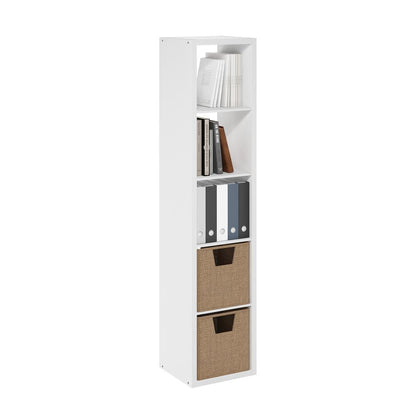 Cubicle Open Back Decorative Verticle Cube Storage Organizer, 5-Cube, White