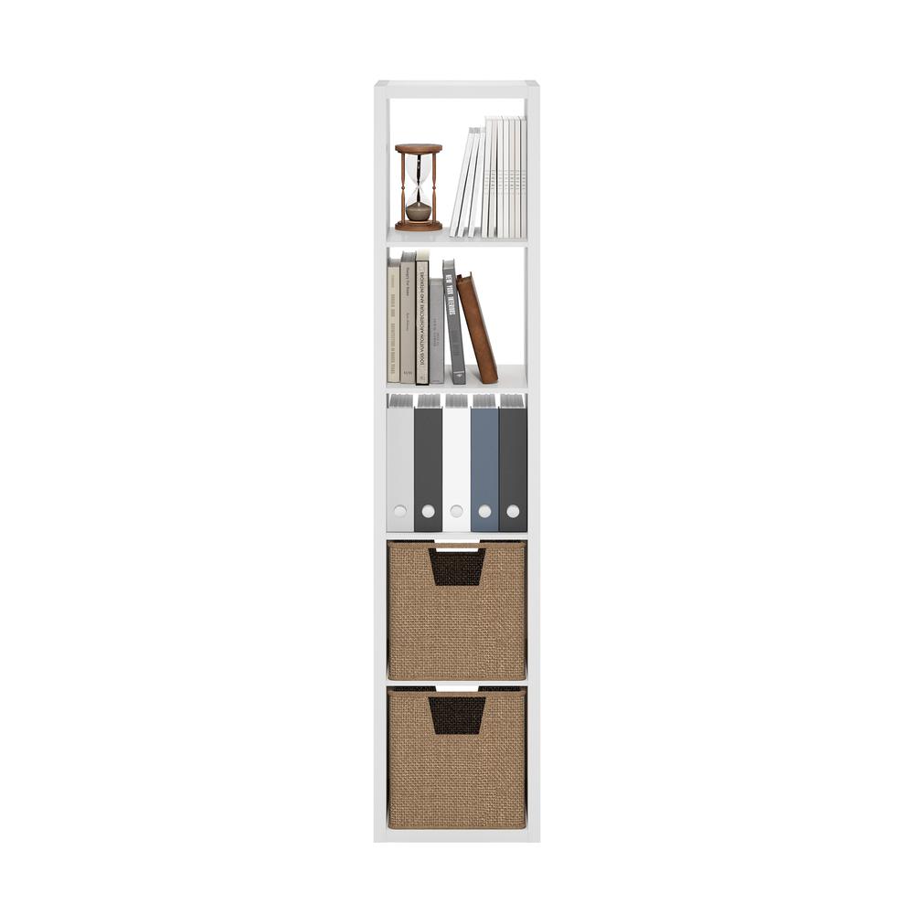 Cubicle Open Back Decorative Verticle Cube Storage Organizer, 5-Cube, White
