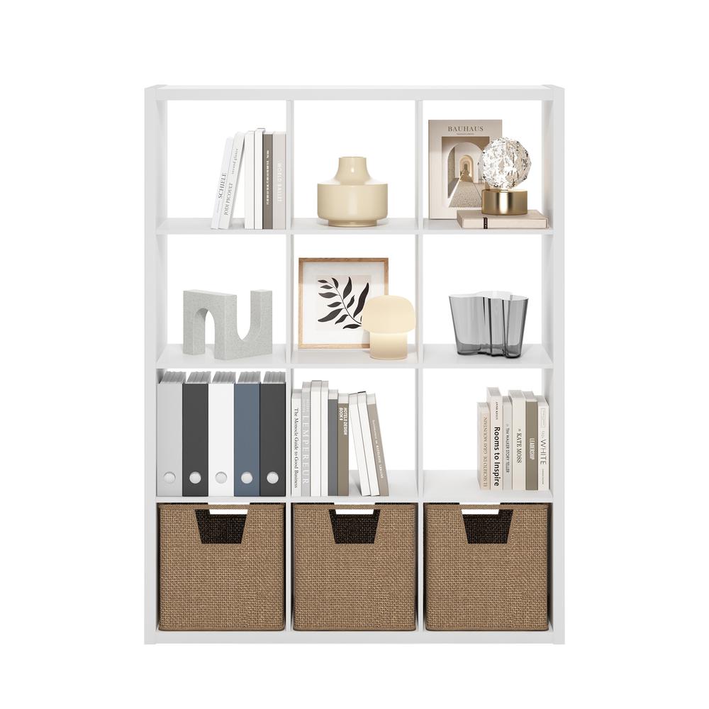 Cubicle Open Back Decorative Cube Storage Organizer, 12-Cube, White