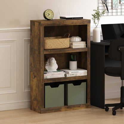 Rail 3-Tier Open Shelf Bookcase, Amber Pine