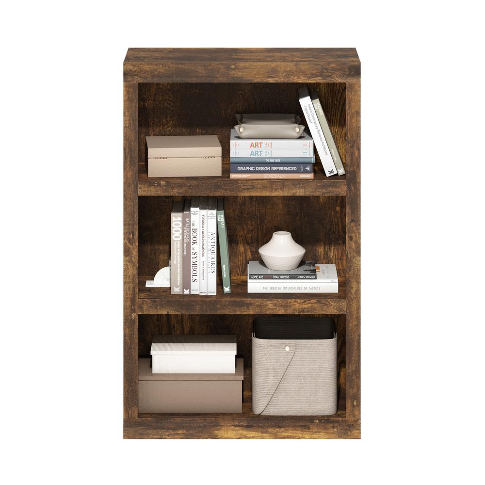 Rail 3-Tier Open Shelf Bookcase, Amber Pine