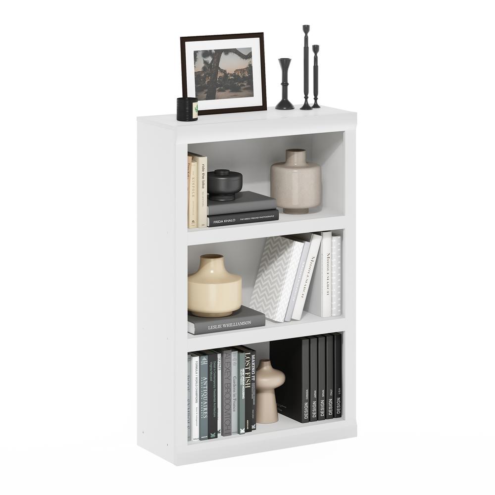 Rail 3-Tier Open Shelf Bookcase, White