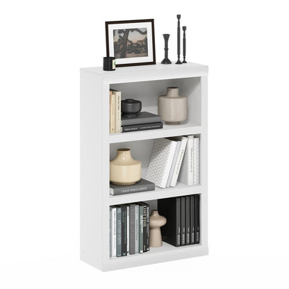 Rail 3-Tier Open Shelf Bookcase, White