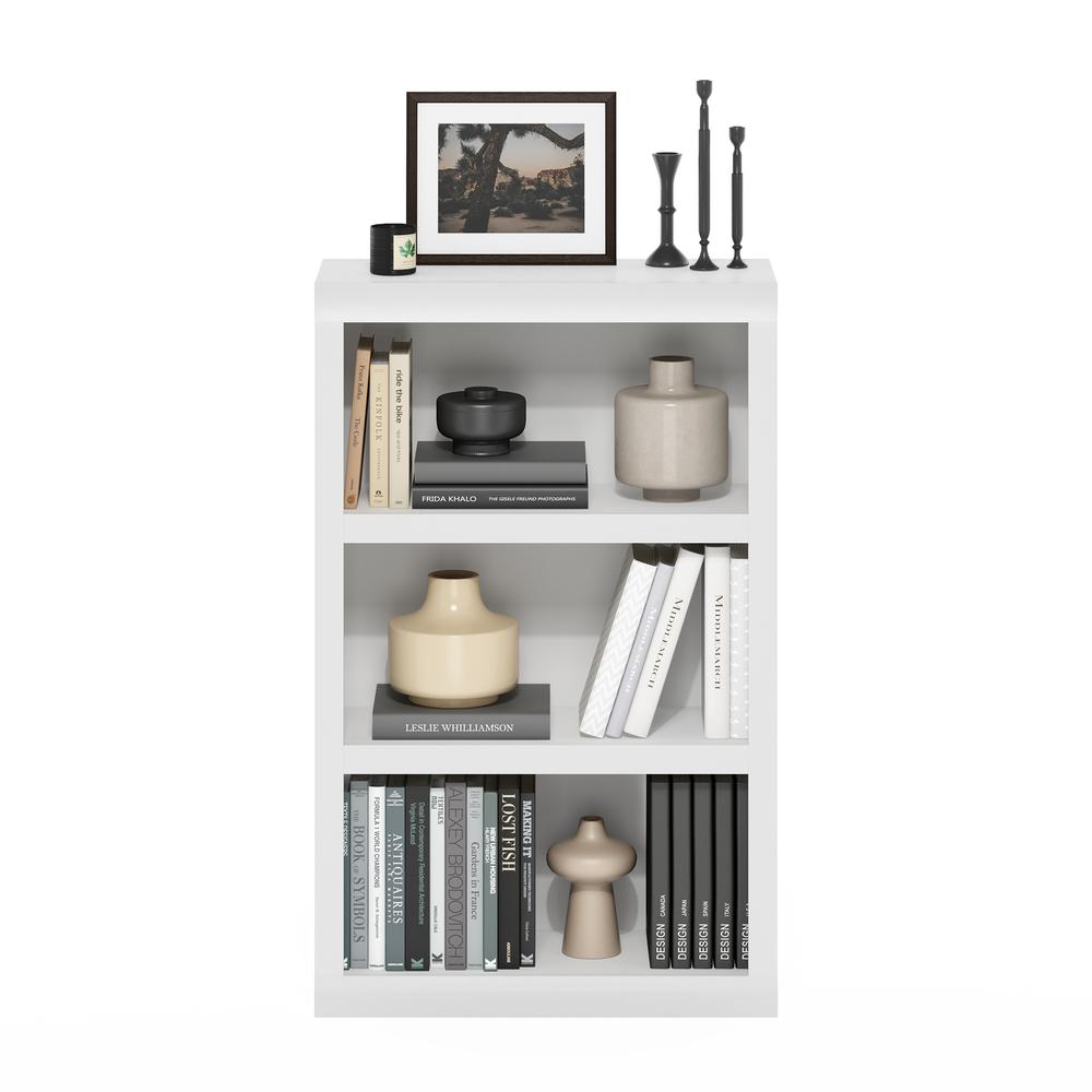 Rail 3-Tier Open Shelf Bookcase, White