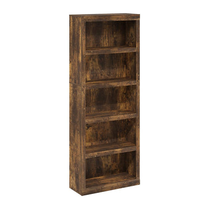 Rail 5-Tier Open Shelf Bookcase, Amber Pine