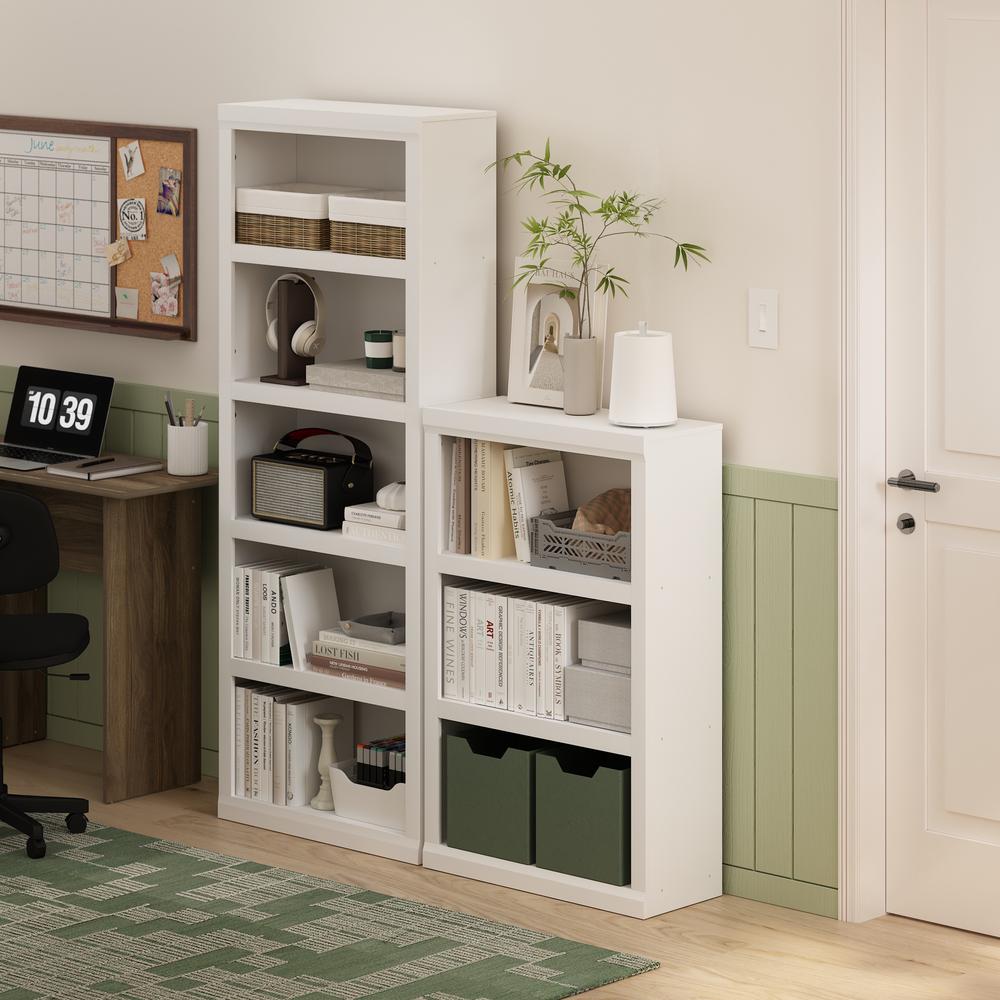 Rail 5-Tier Open Shelf Bookcase, White
