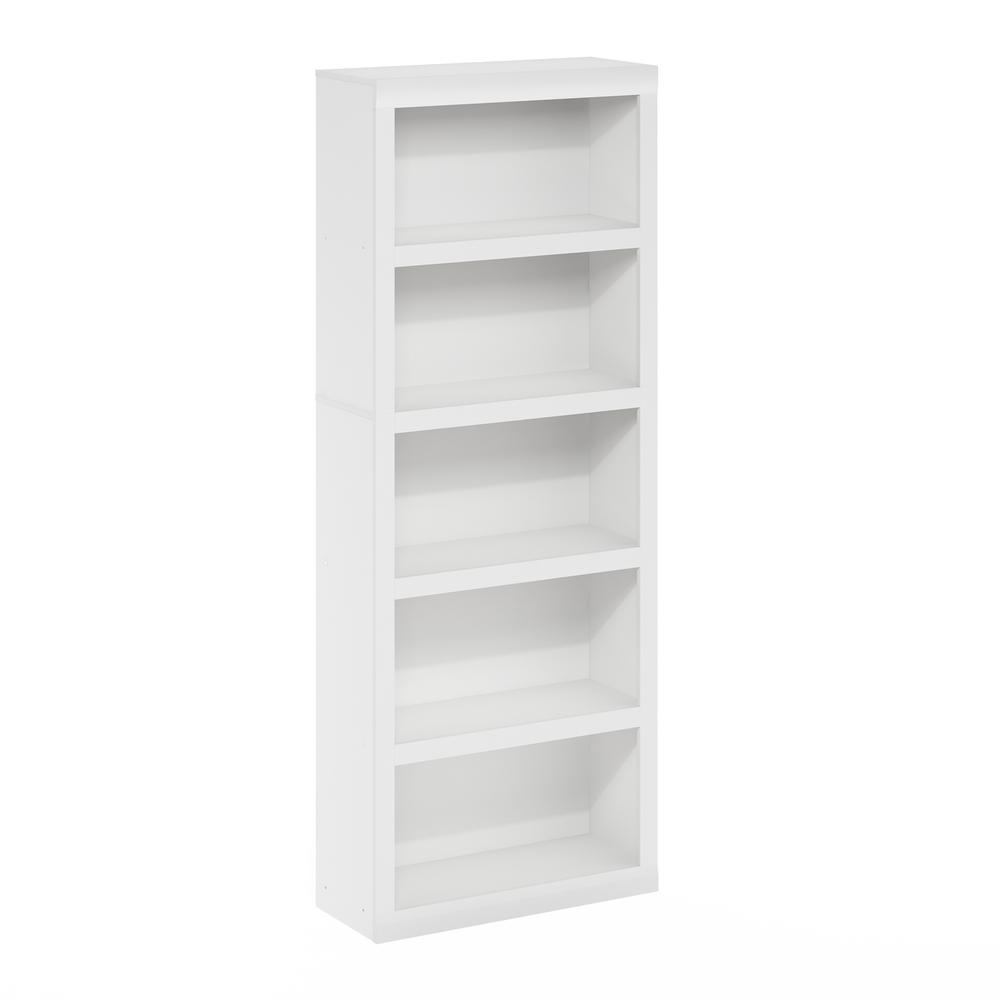 Rail 5-Tier Open Shelf Bookcase, White