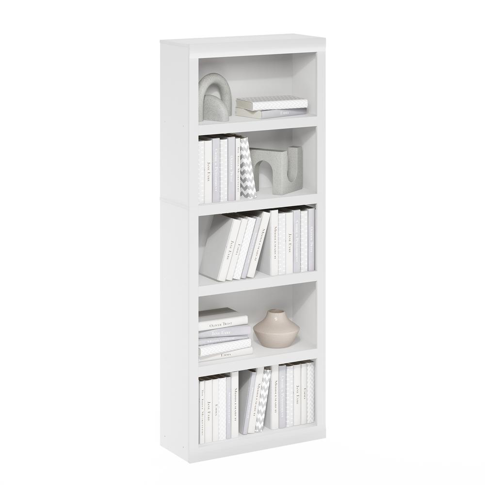 Rail 5-Tier Open Shelf Bookcase, White