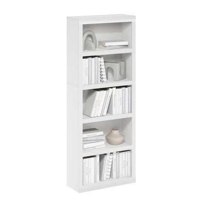 Rail 5-Tier Open Shelf Bookcase, White