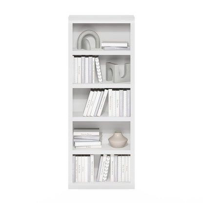 Rail 5-Tier Open Shelf Bookcase, White
