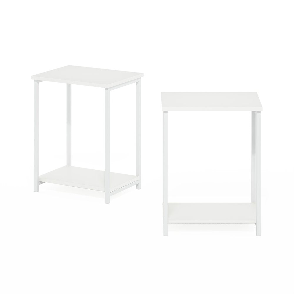 Simplistic Industrial Metal Frame End Table, 2-Pack, White/White