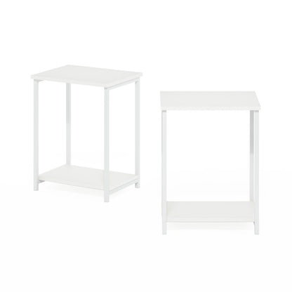 Simplistic Industrial Metal Frame End Table, 2-Pack, White/White