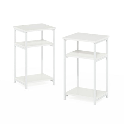 3-Tier Industrial Metal Frame End Table with Storage Shelves, 2-Pack