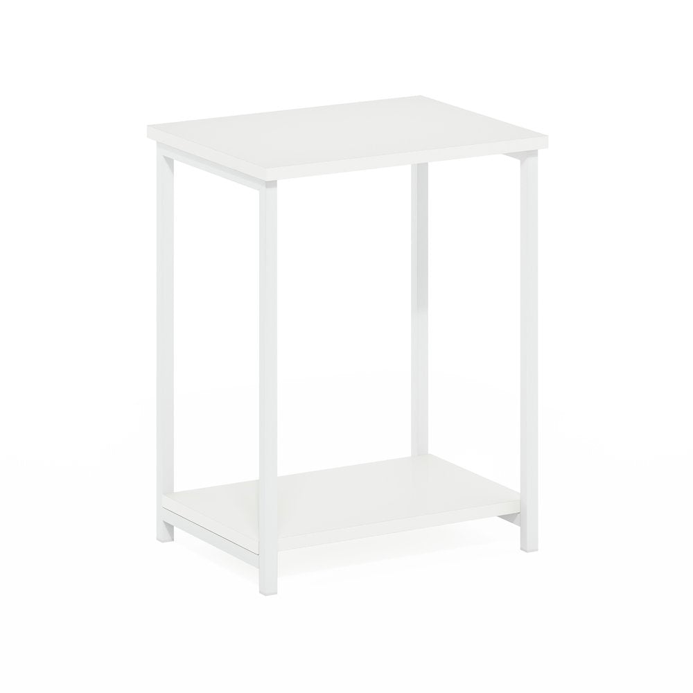 Simplistic Industrial Metal Frame End Table, 1-Pack, White/White