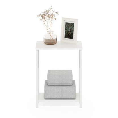 Simplistic Industrial Metal Frame End Table, 1-Pack, White/White