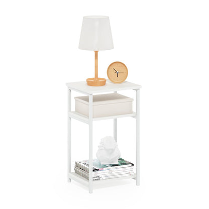 3-Tier Industrial Metal Frame End Table with Storage Shelves, 1-Pack