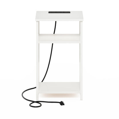 3-Tier USB and Type-C Charging Port Open Storage Side Table with Metal Frame