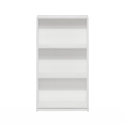 Basic 3-Tier Bookcase Storage Shelves, White/White