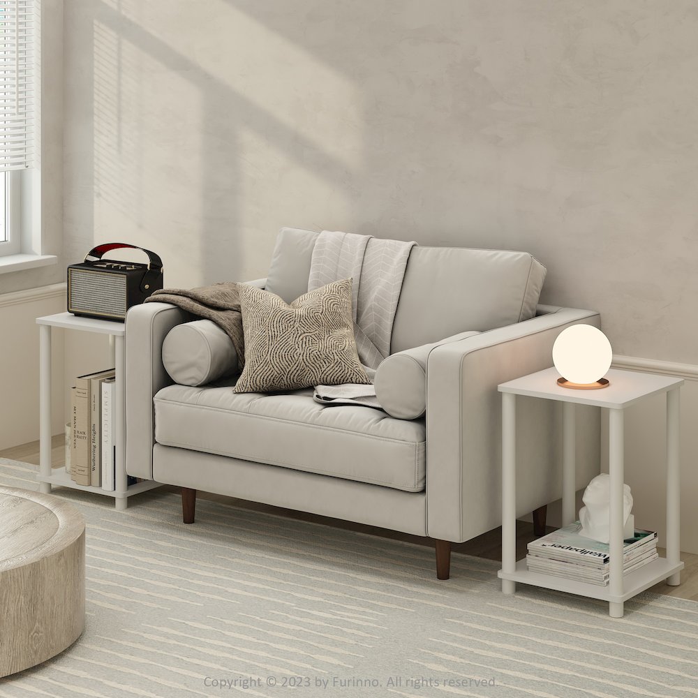 Turn-N-Tube Haydn End Table, White, Set of 2