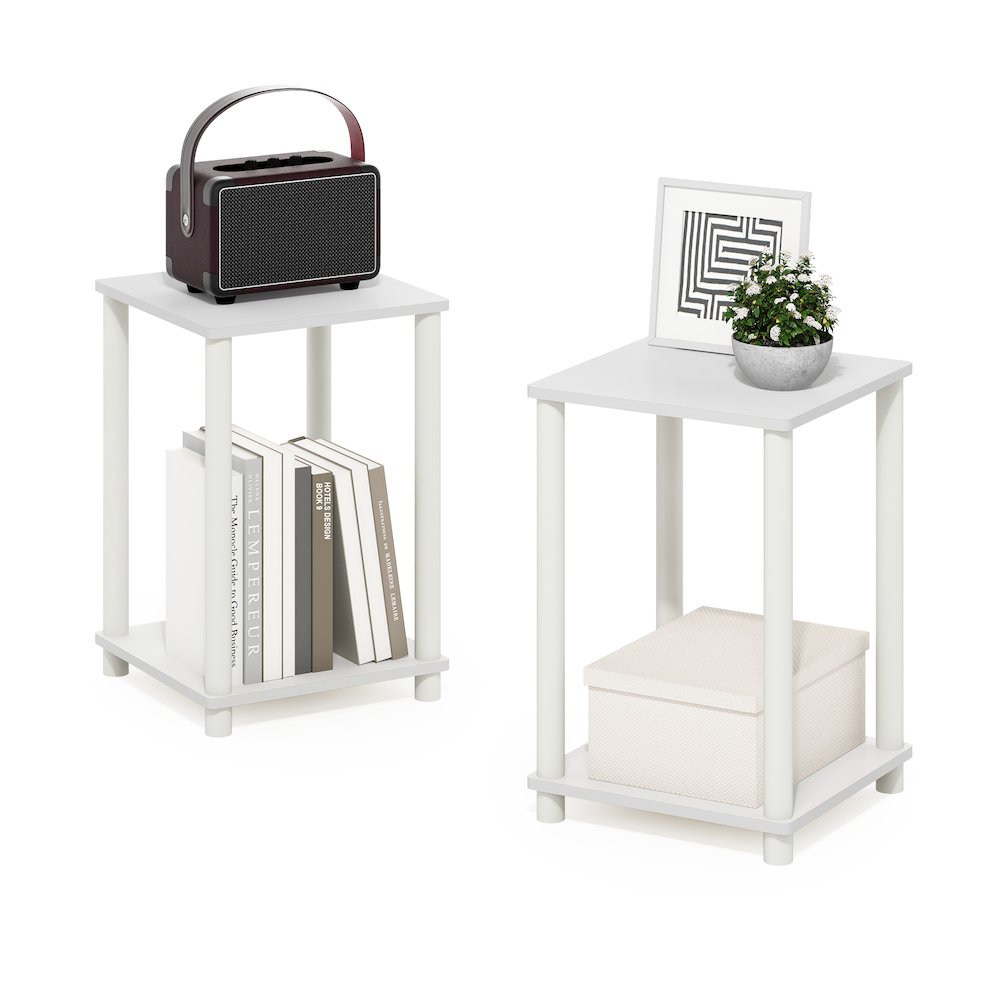 Turn-N-Tube Haydn End Table, White, Set of 2