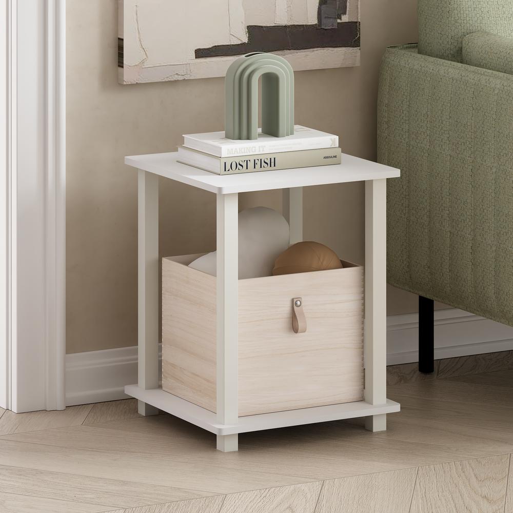 Simplistic End Table, Set of Two, White/White