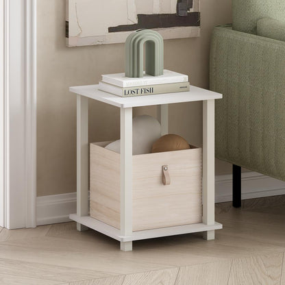 Simplistic End Table, Set of Two, White/White