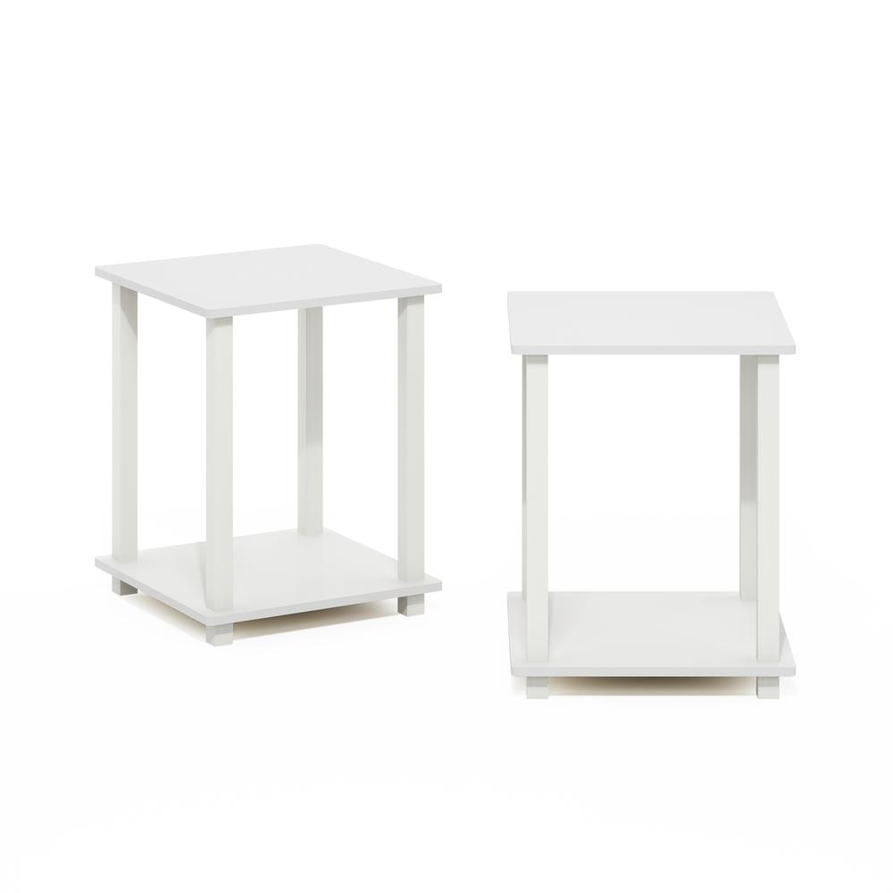 Simplistic End Table, Set of Two, White/White