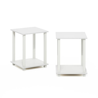 Simplistic End Table, Set of Two, White/White
